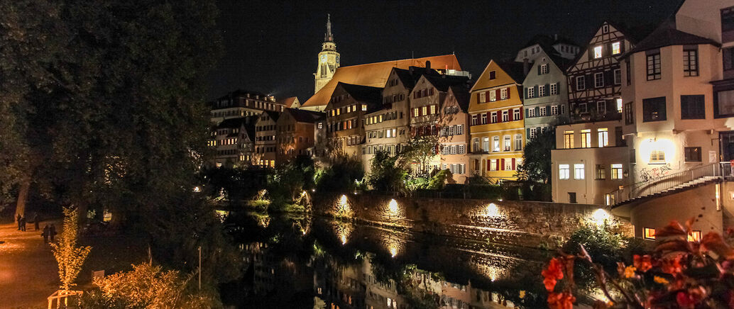 River Neckar, old town by night